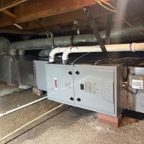 Residential furnace being serviced in Cincinnati, Ohio